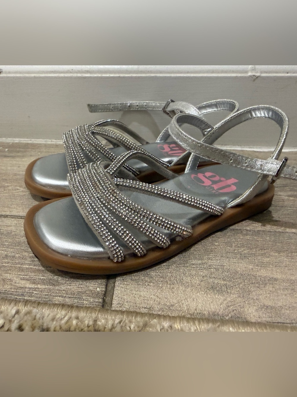 Gianni Bini Kids Silver Rhinestone Strap Sandals size 9m